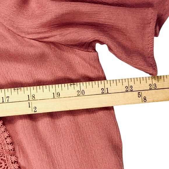 Pinky Blouse Women M Pink Lace Trim Feminine Romantic Bohemian Coastal Beach Top - Picture 11 of 15